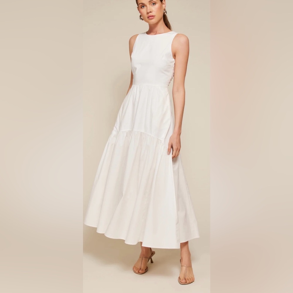 Line & Dot White Sleeveless Maxi Dress